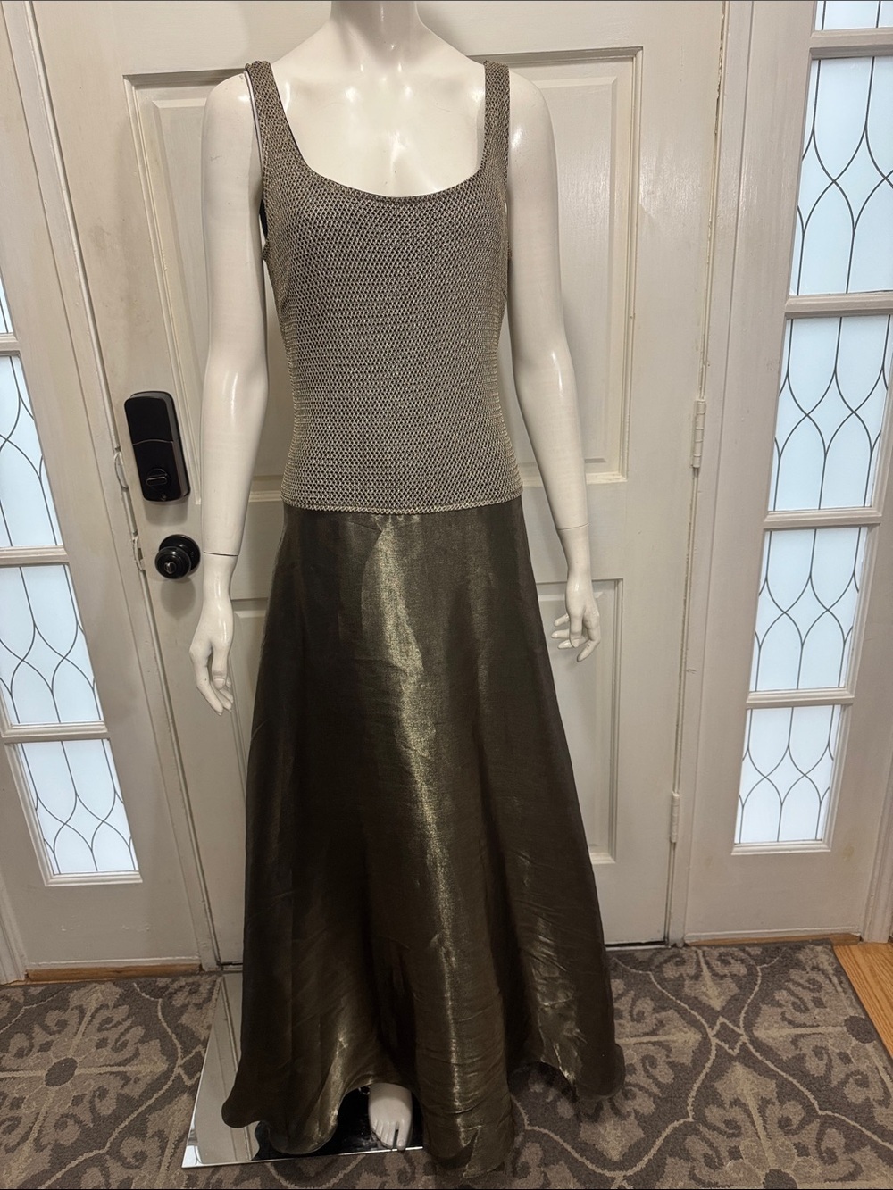 JS Collections 1990s Gold Mesh/Lace, Damianou , Slinky, Sexy, Party Gown Sz 12